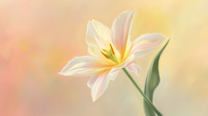 Poster - Delicate White Lily Blossom with Soft Pastel Background, Perfect for Celebrating Beauty, Nature, and Freshness in Floral Artwork and Designs