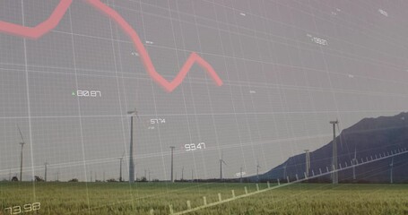 Poster - On start grid appearing over turbines red graph tracing downward then upward showing energy trends