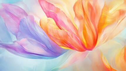 Poster - Vibrant Abstract Flower Petals with Soft Gradients in Pastel Colors, Creating a Dreamy and Whimsical Atmosphere for Artistic Designs and Backgrounds