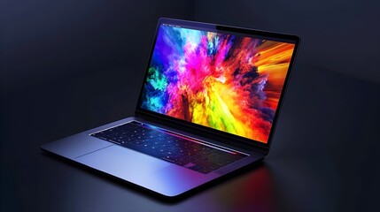 Vibrant laptop displaying colorful abstract art