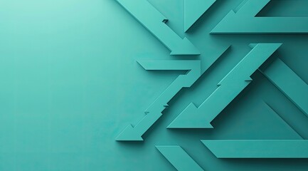 Aufkleber - Abstract teal geometric pattern with overlapping arrows
