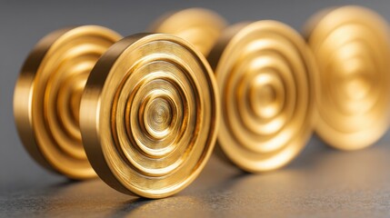Poster - Set of brass knobs symbolizing progress and achievement in the context of a motivational milestone tracker concept