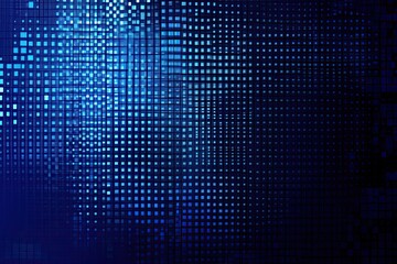 Poster - Abstract digital grid pattern.  Blue glowing squares on dark background