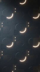 Poster - Abstract Dark Background with Glowing Crescent Shapes Digital Art