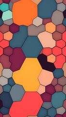 Poster - Abstract Hexagon Mosaic Pattern Vibrant Colors and Geometric Design