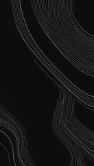 Poster - Abstract Dark Background with Elegant White Line Art Swirling, Curving Patterns for Design Inspiration