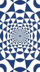 Poster - Abstract Blue and White Geometric Pattern Optical Illusion Wallpaper Design, Psychedelic Art Print, Modern Minimalist Home Decor, Intricate Tessellation,  Digital Artwork