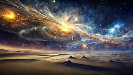 Wall Mural - Cosmic Desert Dreamscape A Journey Through Interstellar Wonders and Sandy Terrain