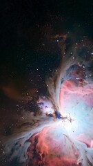 Wall Mural - Stunning nebula formation displaying pink and white gases with dark starfields creating an awe-inspiring celestial scene.