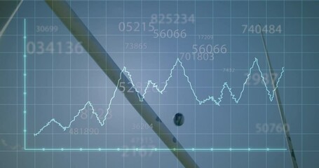 Poster - Blue grid showing numeric labels then colorful pen tip animating plot line for data visualization