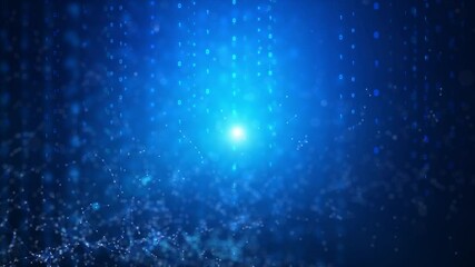 Poster - Abstract background futuristic digital screen with glowing blue source code and connected lines for futuristic tech concept