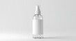 © mr. arsad - A front facing mockup of a transparent cosmetic spray bottle with a plain label, centered on a clean white background