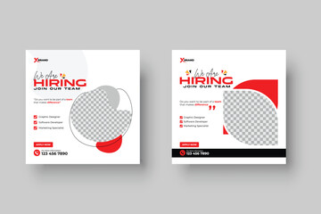 Wall Mural - we are hiring job vacancy social media post or square web banner template design