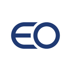 Aufkleber - The image shows a flat monogram logo design of an initial letter EO in blue color that looks clean and sharp on a white background