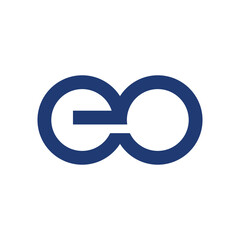 Aufkleber - The image shows a flat monogram logo design of a connected letter eo in lowercase in blue color that looks clean and sharp on a white background