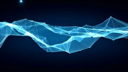 Abstract blue polygon wave on a dark background, resembling network or data structure visualization with connected points