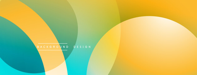 Poster - Abstract colorful background. Overlapping circles create dynamic visual effect. Yellow, green, turquoise hues dominate composition. Modern design element.