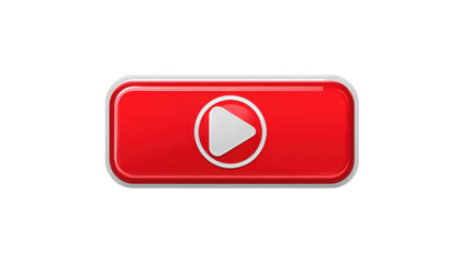 Red Play Button with White Arrow on Transparent Background