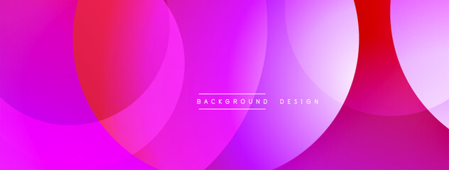 Poster - Abstract vibrant circles overlap. Pink, purple, red hues create modern background design. Minimalist text present.