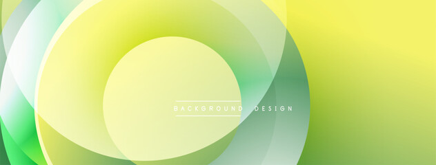 Poster - Abstract background features overlapping circles. Yellow, green hues create smooth gradient effect. Modern design element.