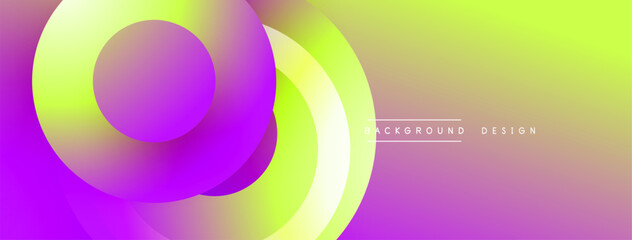 Aufkleber - Vibrant abstract design features overlapping circles. Colors blend from purple, pink, to yellow creating dynamic visual effect. Modern background.