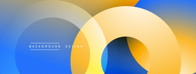 Aufkleber - Abstract design features overlapping circles. Colors include yellow, blue, orange gradients. Modern aesthetic, simple composition.