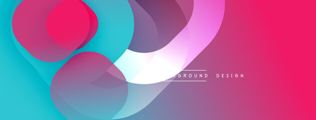 Poster - Abstract colorful background. Overlapping shapes create dynamic visual effect. Pink, blue hues dominate composition. Modern design element.
