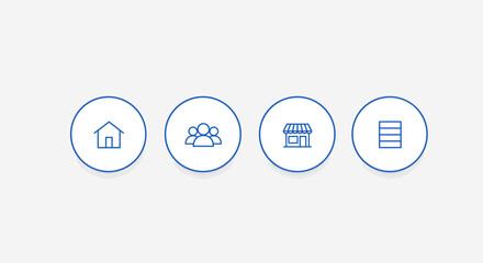 Menu Icon Set of Social Media. Home, Group, Watch, Marketplace, Notification, and Menu