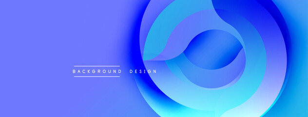 Leinwandbilder - Abstract blue layers create dynamic visual flow. Gradient shades suggest depth, modern aesthetic. Minimal text adds subtle branding element.