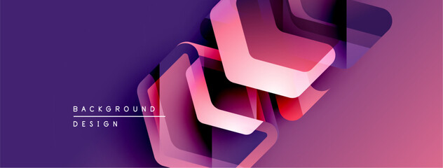 Aufkleber - Abstract geometric layers create dynamic purple gradient background. Modern design elements suggest innovation, technology.