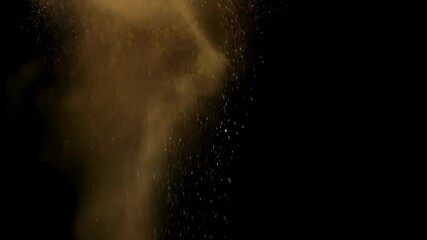 Poster - Abstract dynamic cloud of dust particles dispersing against black background in explosion