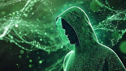 Poster - Cybersecurity: Hacker with Binary Swirl