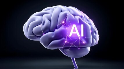 Poster - Artificial intelligence concept with glowing brain and network connections, symbolizing smart digital technology and innovation in connected world