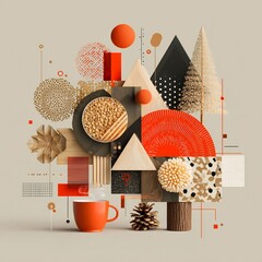 Poster - Abstract Holiday Composition with Coffee Cup