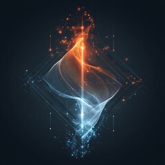 Fototapete - Abstract Tech Illustration with Blue and Orange Energy