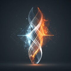 Poster - Abstract Energy Wave Concept with Fire and Ice