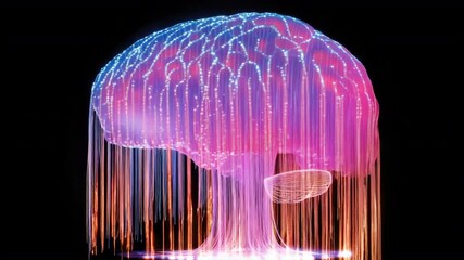 Poster - AI Brain: Futuristic Binary Circuit