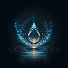 Poster - Abstract Digital Water Drop with Ripple Effect