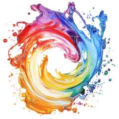 Poster - Vibrant rainbow colored swirl paint stain on Transparent background showcasing artistic creativity and movement, Rainbow Colored Swirl  Paint Stain on PNG background
