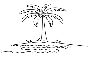Poster - one line palm tree illustration drawing. abstract minimal line art design .line drawing palm tree in one continuous line. Tropical vegetation. Coconut palm. Modern minimal illustration in line a