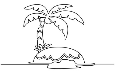 Poster - one line palm tree illustration drawing. abstract minimal line art design .line drawing palm tree in one continuous line. Tropical vegetation. Coconut palm. Modern minimal illustration in line a