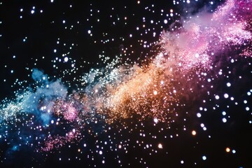 Wall Mural - colorful galaxy display on black background. a colorful galaxy with a bright blue star in the middle