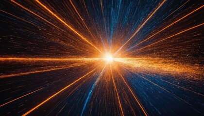 Poster - Futuristic abstract technology background geometric vector with orange and blue light star
4