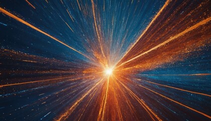 Poster - Futuristic abstract technology background geometric vector with orange and blue light star
3