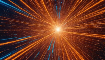 Poster - Futuristic abstract technology background geometric vector with orange and blue light star
2