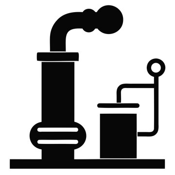 Set of simple steam pipe icon illustrations with different black vector silhouettes on transparent background