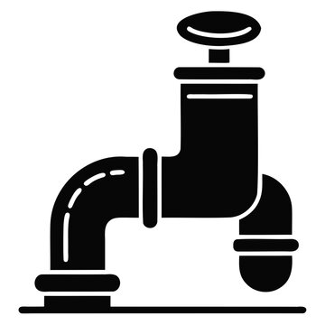 Set of simple steam pipe icon illustrations with different black vector silhouettes on transparent background