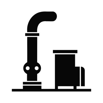 Different style steam pipe icon collection in black vector silhouette format on transparent background