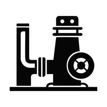 Black steam pipe vector silhouette showing various simple industrial icon designs isolated on transparent background