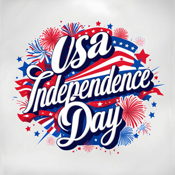 A bold graphic print honoring July 4th, blending modern typography, elegant lettering,
